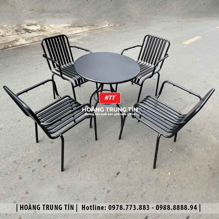 Bàn ghế cafe sắt ngoài trời HTT08