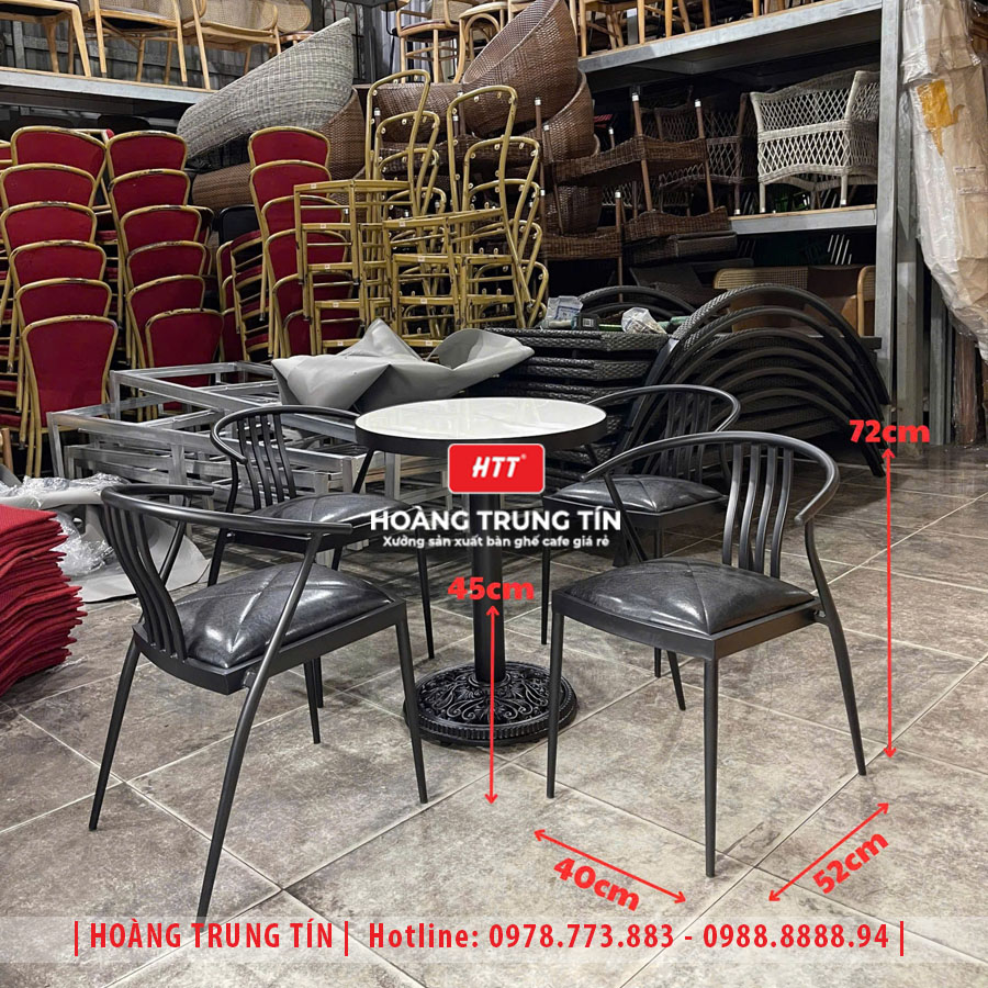 Bàn ghế cafe sắt nệm cao cấp HTT32