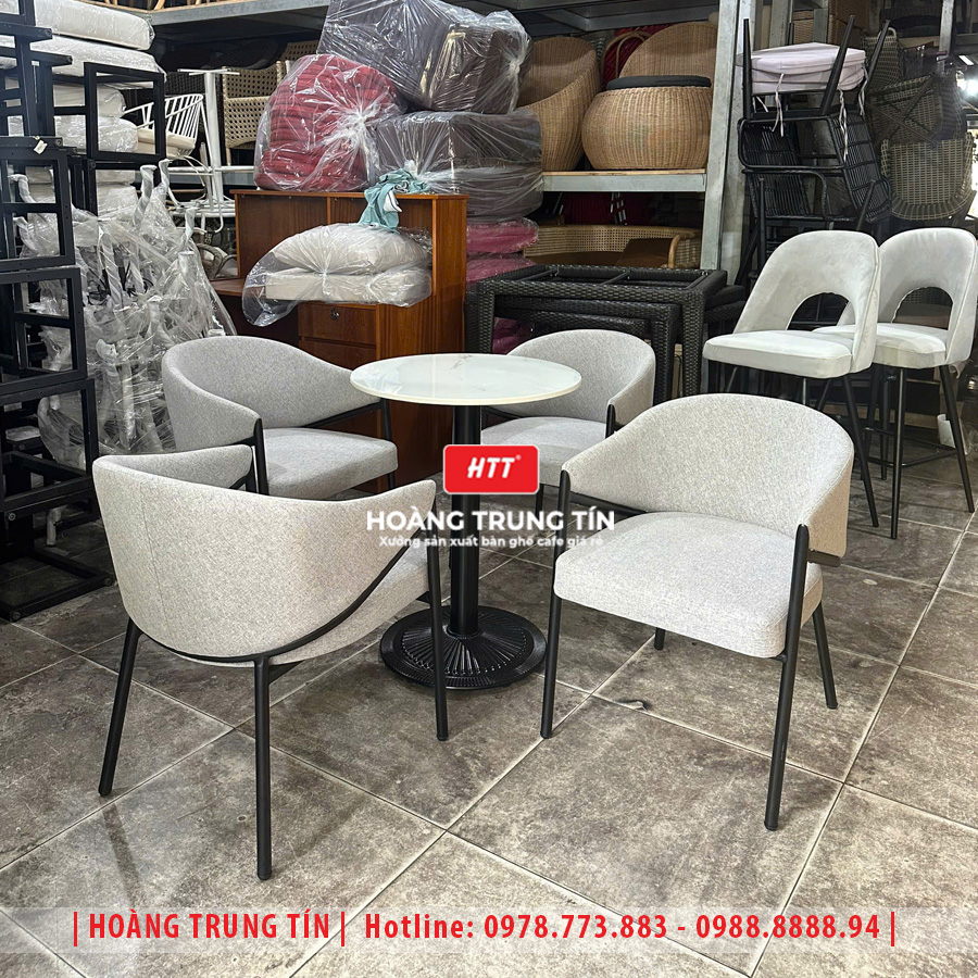Bàn ghế cafe sắt nệm HTT03
