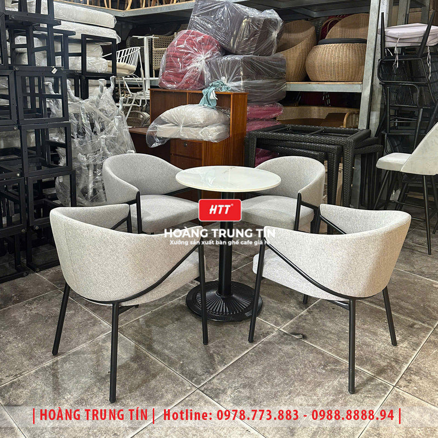 Bàn ghế cafe sắt nệm HTT03
