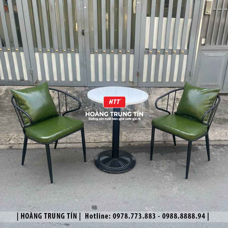 Bàn ghế cafe sắt nệm cao cấp HTT24