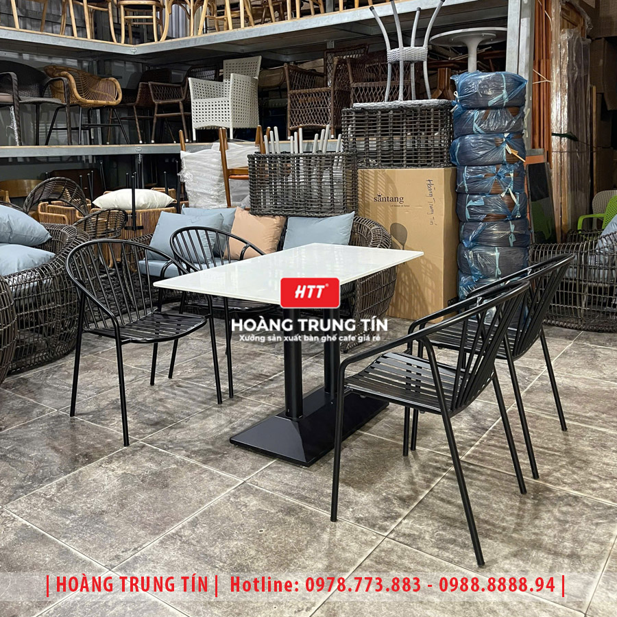 Bàn ghế cafe sắt ngoài trời HTT22