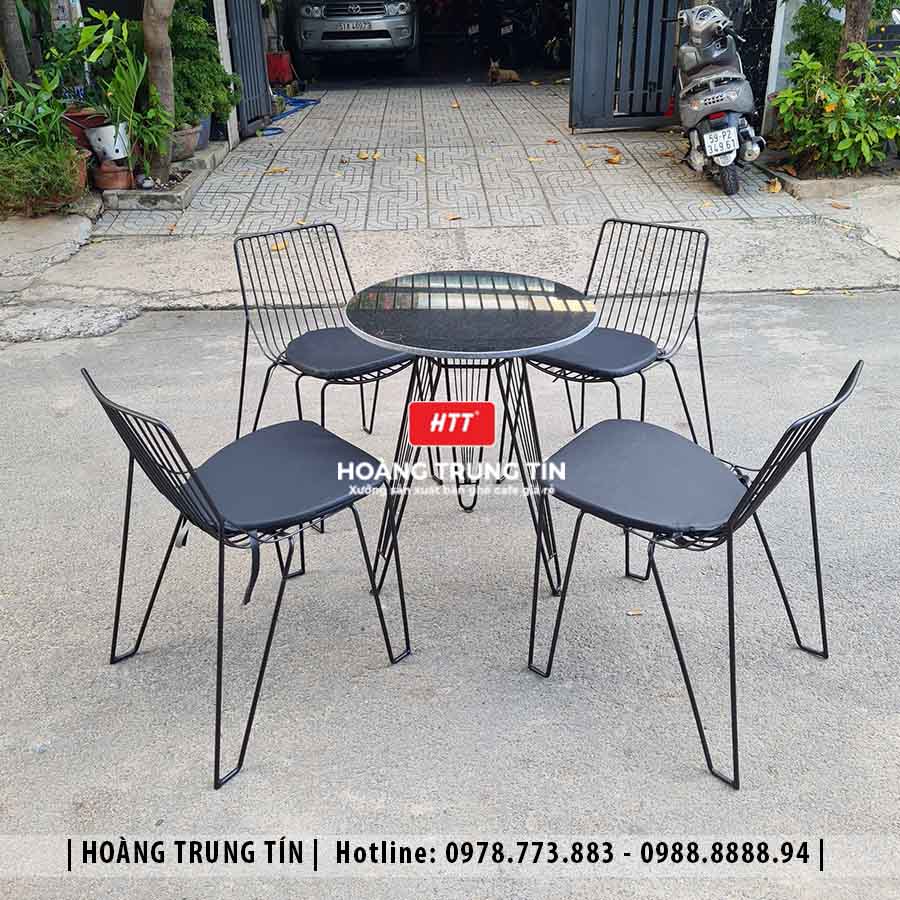 Bàn ghế cafe sắt ngoài trời HTT14
