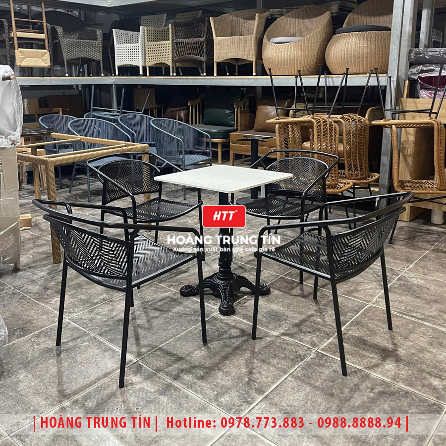 Bàn ghế cafe sắt ngoài trời HTT26